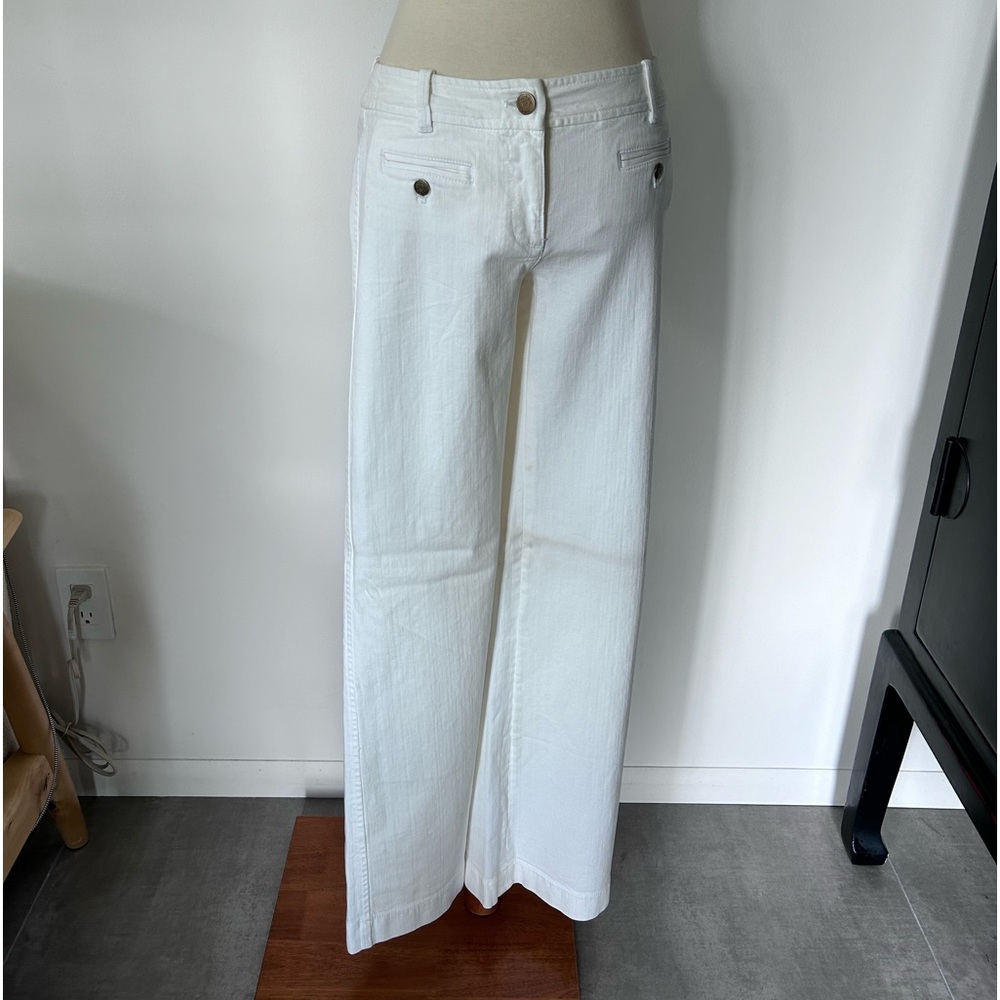 NWT White Cotton Wide-Leg Jeans with w/ 2 small  pockets in front of